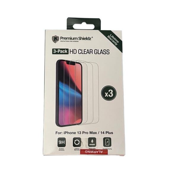 Premium Shieldz iPhone 13 Pro Max/14 Plus HD Tempered Glass Protector 3pk - Picture 1 of 4